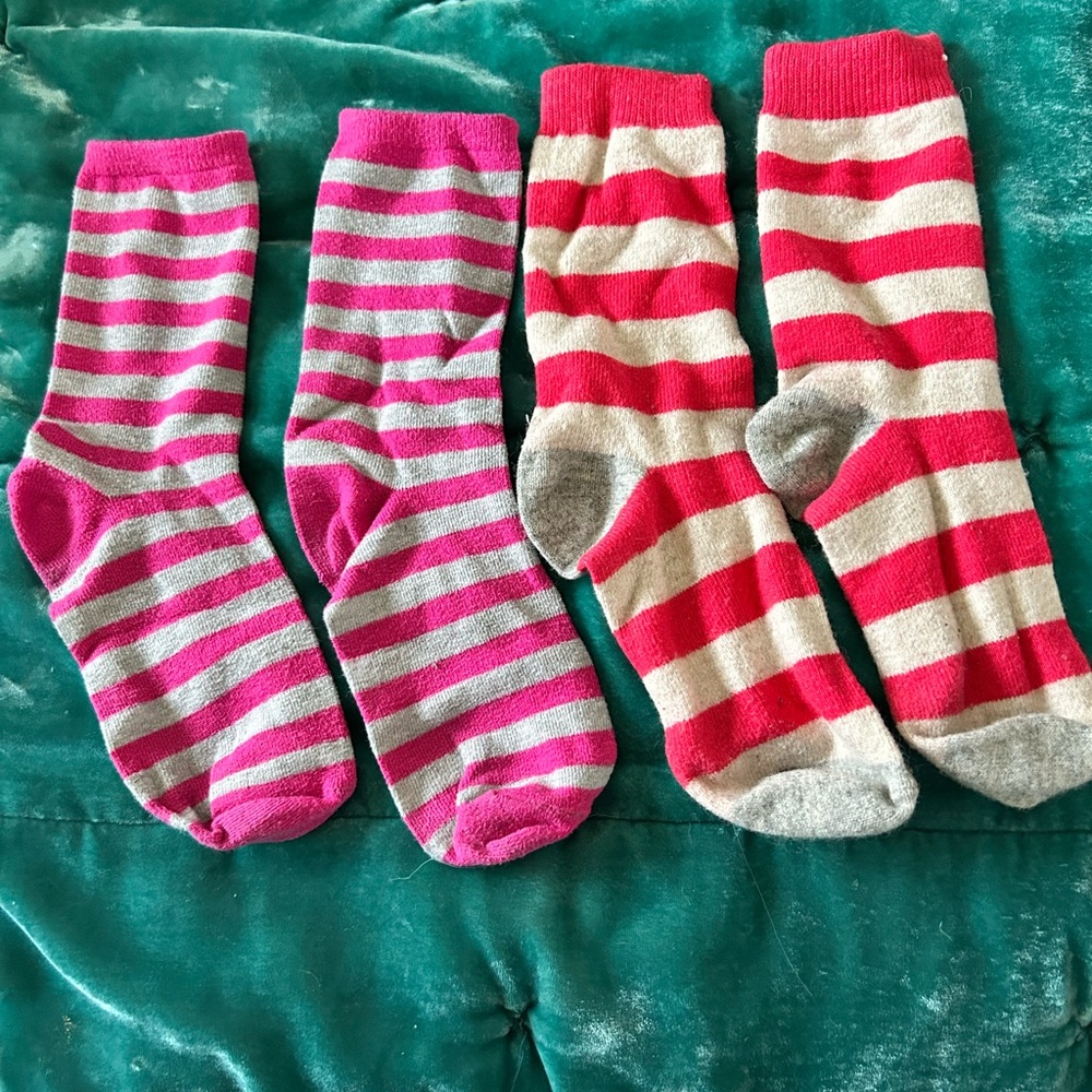 Pink and Red Striped Socks
